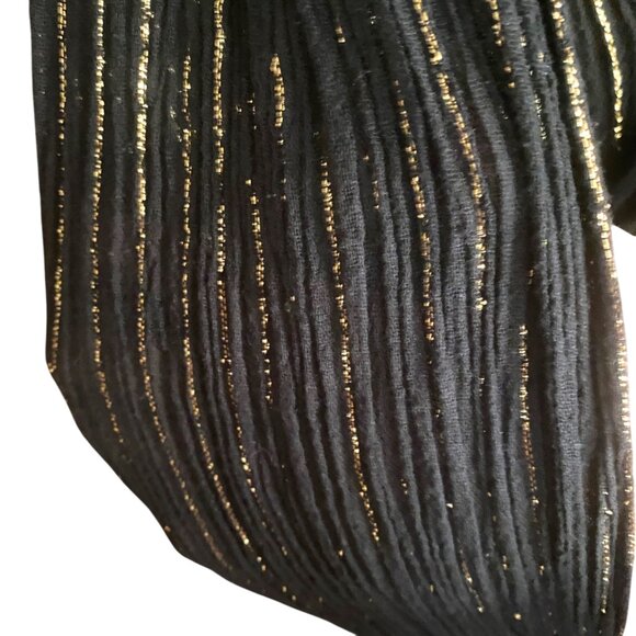 Vintage black and gold metallic Goddess sun dress, cotton, gauzy, long - Picture 11 of 15